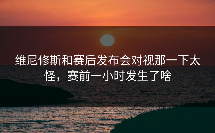 维尼修斯和赛后发布会对视那一下太怪，赛前一小时发生了啥
